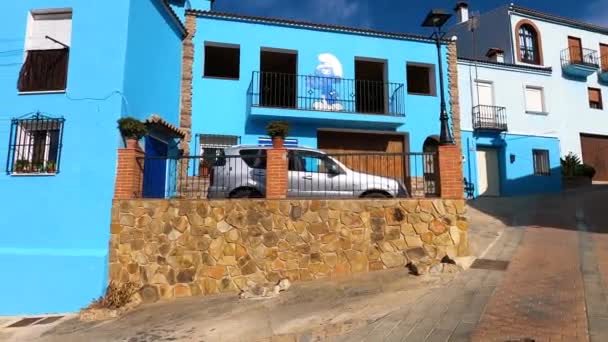 Juzcar Spain October 2023 Vizitarea Satului Smurfs Albastru Din Juzcar — Videoclip de stoc