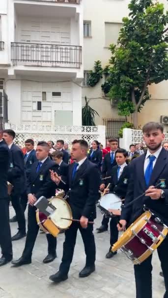 Torremolinos Spain March 2024 Participants Palm Sunday Procession Typical Easter — Stock Video
