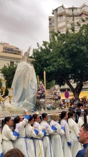 Torremolinos Spain March 2024 Participants Palm Sunday Procession Typical Easter — Stock Video