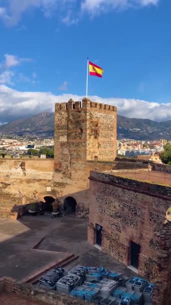 Фуенгирола Испания Февраля 2024 Замок Сохаил Утром Фуэнхироле Испания Февраля — стоковое видео