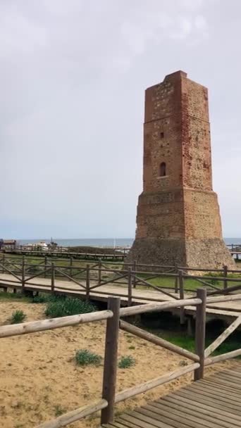 Wieża Plaży Costa Del Sol Andaluzja Hiszpania — Wideo stockowe