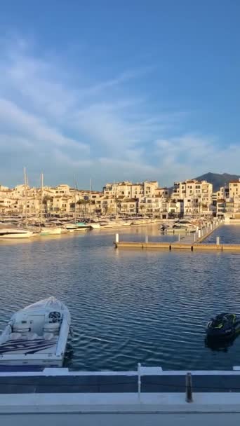 Banus Spain March 2024 Yachts Marina Sunrise Banus Marbella Spain — Stock Video