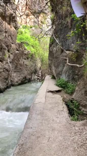 Traseul Montan Sabina Peste Râul Monachil Din Monachil Granada Spania — Videoclip de stoc