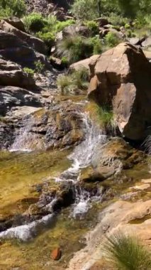 Caballos nehri üzerindeki şelalelere doğru yürüyüş yolu Tolox, Malaga, İspanya 'daki Sierra de la Nieves Ulusal Parkı