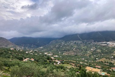 Wonderfull landscapes on hiking trail to Maroma peak from el Robledal, Sierra Tejeda, Spain  clipart