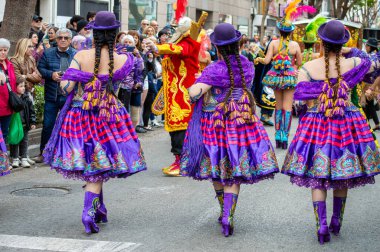 FUENGIROLA, SPAIN - MAY 1, 2024: The inaugural parade on International Fair known as the People's Fair in Fuengirola, Spain on May 1, 2024 clipart