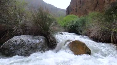 Monachil, Granada, İspanya 'daki Monachil nehri üzerinde Sabina' nın yürüyüş yolu.