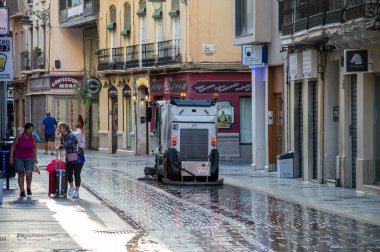 MALAGA, SPAIN - AUGUST 13, 2023: Morning walk on Larios street in Malaga, Spain on August 13, 2023 clipart