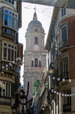 MALAGA, SPAIN - AUGUST 13, 2023: Morning walk on Larios street in Malaga, Spain on August 13, 2023 clipart