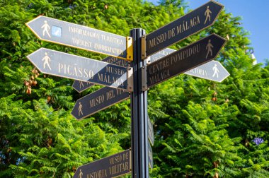 MALAGA, İspanya - 13 Ağustos 2023 'te İspanya' nın Malaga kentindeki tarihi caddelerde sabah yürüyüşü