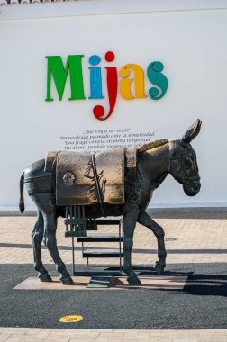 MIJAS, İspanya - 7 Temmuz 2024: Mijas, İspanya 'da Eşek Anıtı