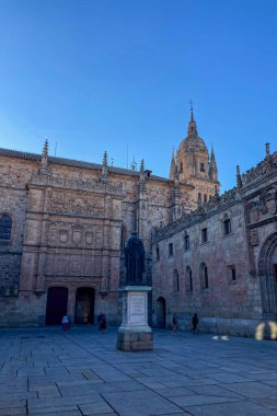 SALAMANKA, İspanya - 17 Eylül 2024: 17 Eylül 2024 'te İspanya' nın Salamanka kentindeki tarihi kasabada yürüyüş