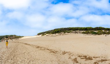 Tarifa, Endülüs, İspanya 'da Atlantik Okyanusu kıyısında Bolonya kumulları