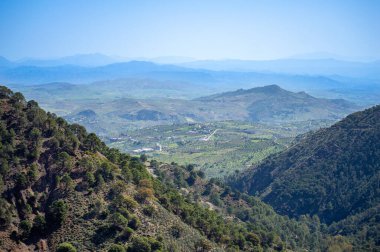 Caballos nehri üzerindeki şelalelere doğru yürüyüş yolu Tolox, Malaga, İspanya 'daki Sierra de la Nieves Ulusal Parkı