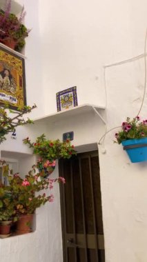 MIJAS, SPAIN - 7 Temmuz 2024: Kosta del Sol 'a tepeden bakan, İspanya' nın Endülüs kentindeki Mijas, Endülüs kentindeki beyaz yıkanmış binalar köyü ile tanınan büyüleyici beyaz İspanyol köyü