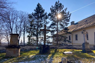 SLOVAKIA, SPISSKY STVRTOK - DECEMBER 29, 2024: Church of Saint Ladislaus is Roman Catholic church and national cultural monument in Spissky Stvrtok village, Slovakia clipart