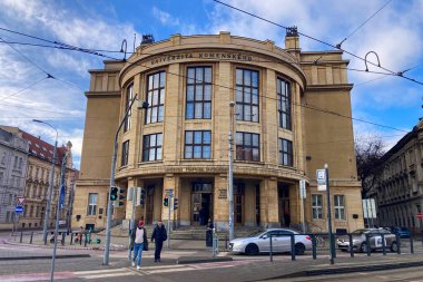 SLOVAKIA, BRATISLAVA - 8 Ocak 2025: Comenius Üniversitesi Bratislava, Slovakya 'nın en eski ve en büyük üniversitesidir. 
