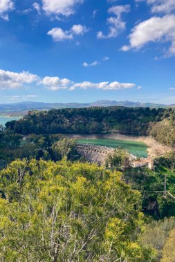 Guadalhorce or Guadalteba reservoirs are group of six reservoirs on the middle course of the Guadalhorce River and two of its largest tributaries: Turon River and Guadalteba River, Andalusia, Spain clipart