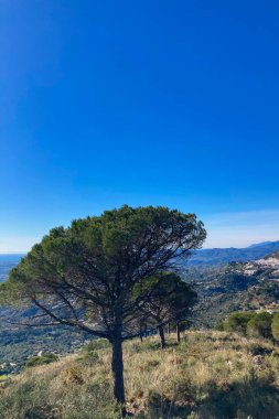 Mijas ve çevresindeki dağların manzarası, Endülüs, Malaga, İspanya
