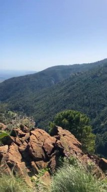 Caballos nehri üzerindeki şelalelere doğru yürüyüş yolu Tolox, Malaga, İspanya 'daki Sierra de la Nieves Ulusal Parkı