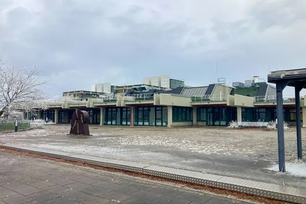 MUNİK, Almanya - 2 ARALIK 2024 Münih Garching Teknik Üniversitesi kampüsünde dondurucu sabah