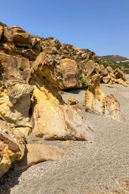 Endülüs, İspanya 'daki Cala Sardina Sahili' nin nefes kesici manzarası (Playa de Cala Sardina)