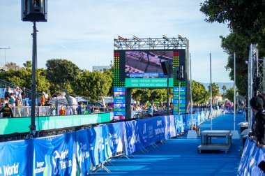 TORREMOLINOS, İspanya - 20 Ekim 2024: Dünya Triatlon Şampiyonası finali, 20 Ekim 2024 tarihinde İspanya 'nın Torremolinos kentinde felçliler