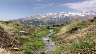 İlkbaharda eriyen kardan akan su akıntısı, Sierra Nevada, Endülüs, İspanya