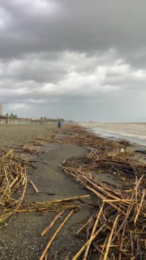 Dana kasırgasından sonra plaj, Torremolinos, Endülüs, İspanya