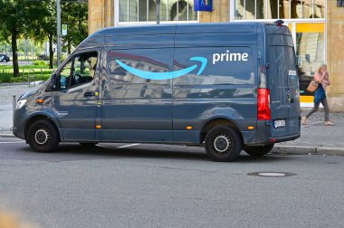 Amazon Prime delivery van in Magdeburg clipart