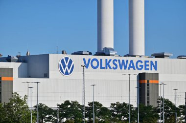 Zwickau 'daki Volkswagen fabrikası elektrikli arabalar için, Saksonya, Almanya,