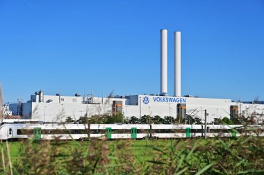Zwickau 'daki Volkswagen fabrikası elektrikli arabalar için, Saksonya, Almanya,