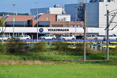 Zwickau 'daki Volkswagen fabrikası elektrikli arabalar için, Saksonya, Almanya,