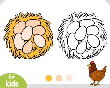 Çocuklar için boyama kitabı, yumurtalı kuşlar.