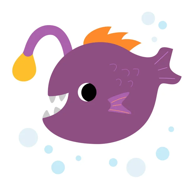 Dibujos Animados Vector Ilustración Para Niños Animales Marinos Lindo Monkfish — Archivo Imágenes Vectoriales