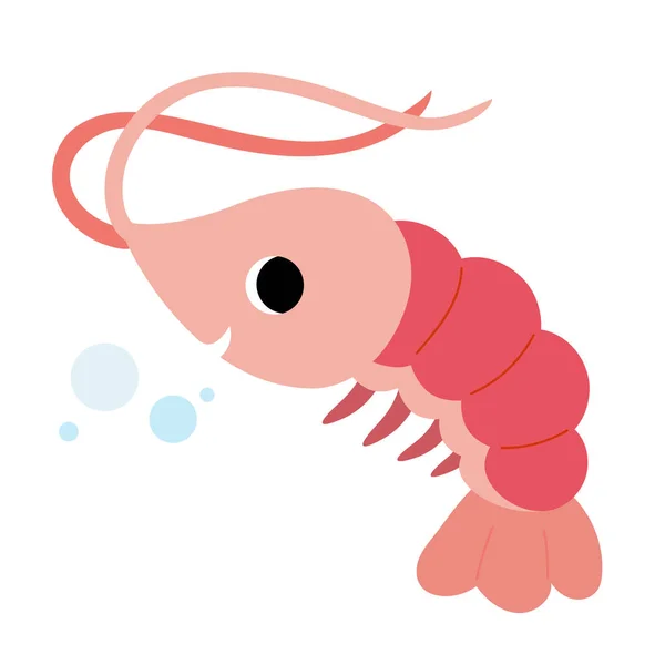 Cartoon Vektorové Ilustrace Pro Děti Mořské Zvíře Roztomilé Krevety — Stockový vektor
