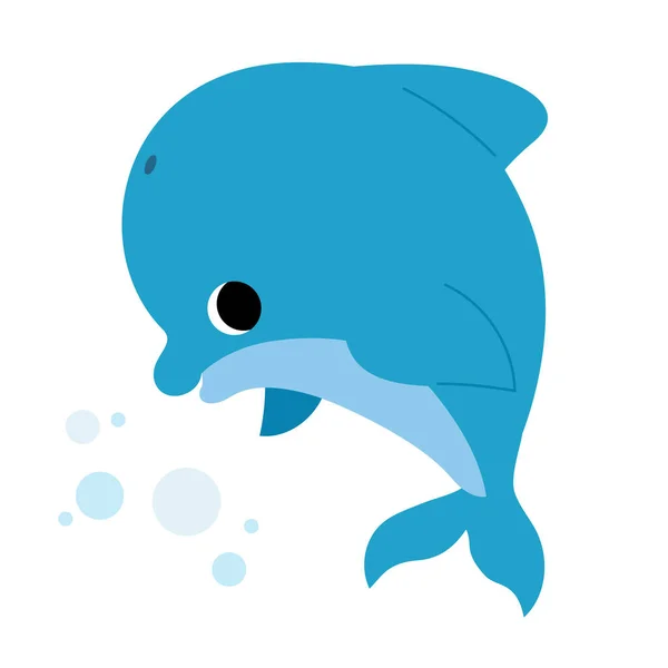 Cartoon Vector Illustratie Voor Kinderen Zee Dier Schattig Dolfijn — Stockvector