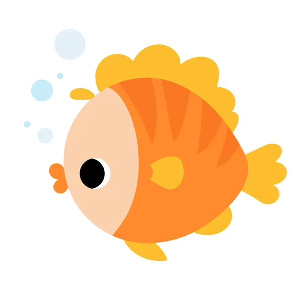 Illustrazione Vettoriale Del Fumetto Bambini Animali Marini Carino Pesce — Vettoriale Stock