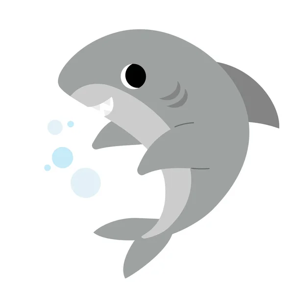 儿童卡通矢量图解 可爱的海洋动物鲨鱼 — 图库矢量图片
