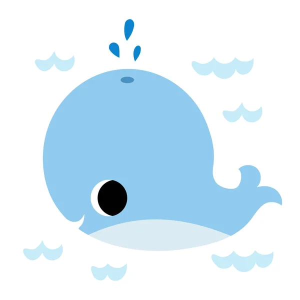 Cartoon Vector Illustratie Voor Kinderen Zee Dier Schattig Walvis — Stockvector
