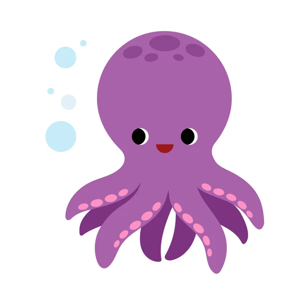 Cartoon Vector Illustration Children Sea Animals Cute Octopus — Stock Vector