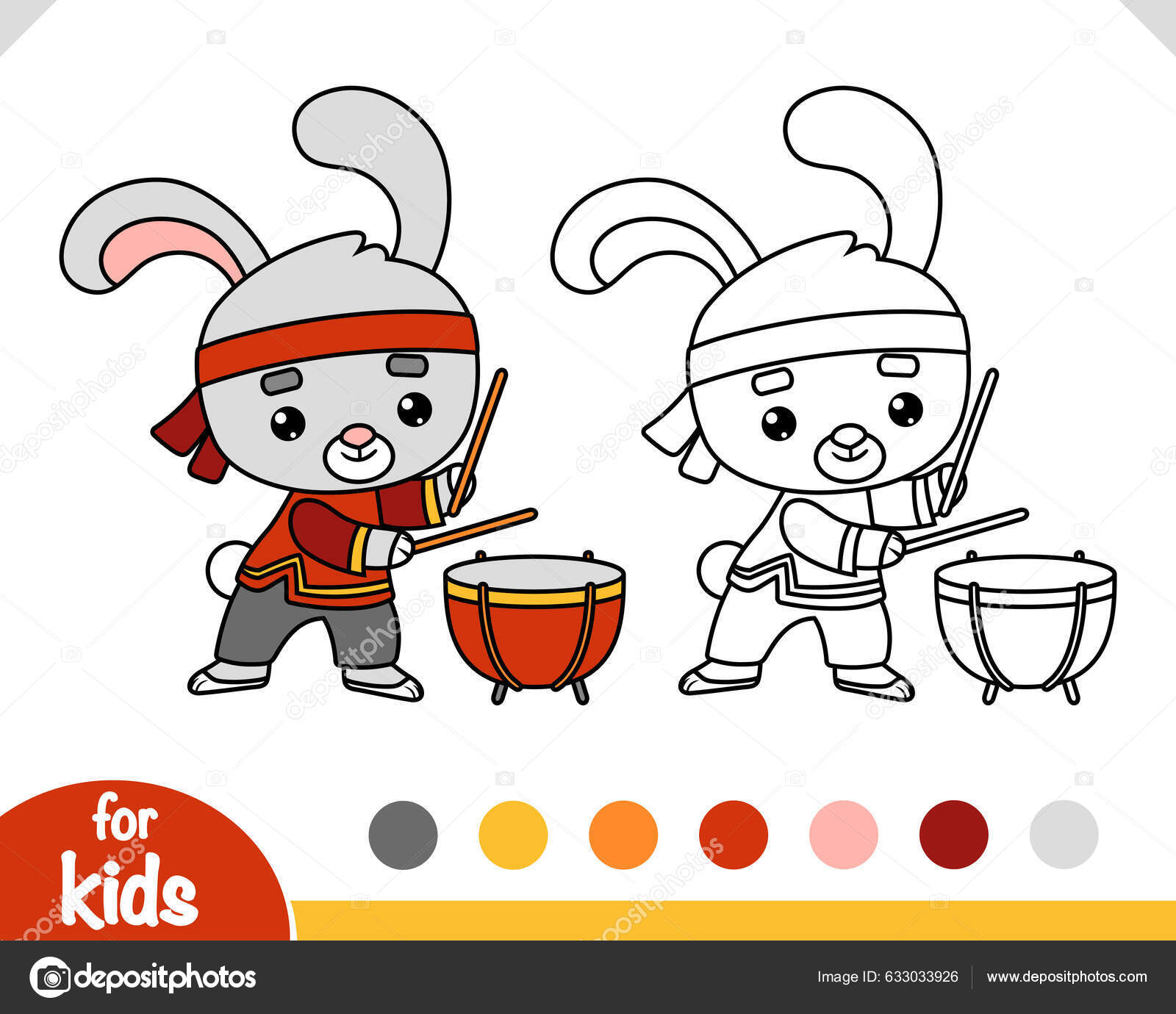 Coloring Book Children Chinese New Year Character Rabbit Drum Tanggu Stock  Vector by ©ksenya_savva 633033926, image size:1600x1380