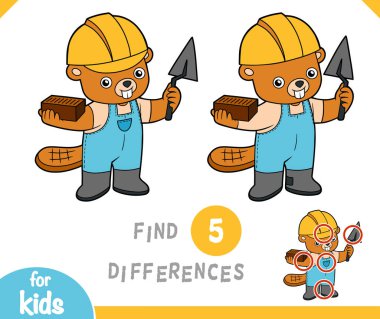 Find differences educational game for children, Beaver builder