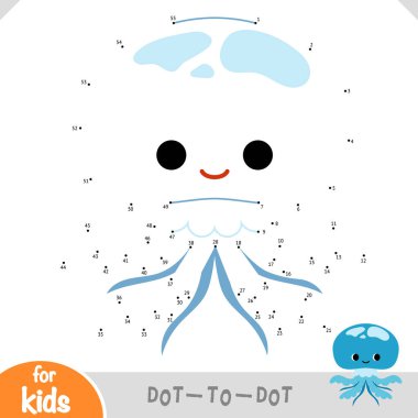 Numbers game, education dot to dot game for children, Jellyfish