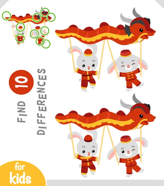 Find Differences Educational Game Children Chinese New Year Characters Two Stockillustration