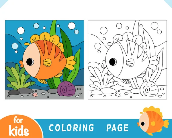 Coloring Book Children Cute Fish Undersea Background lizenzfreie Stockillustrationen