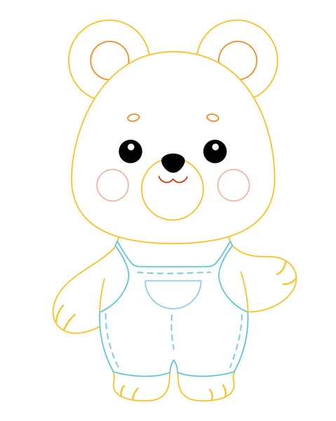 Coloring Book Children Cute Little Bear Character — Stock Vector