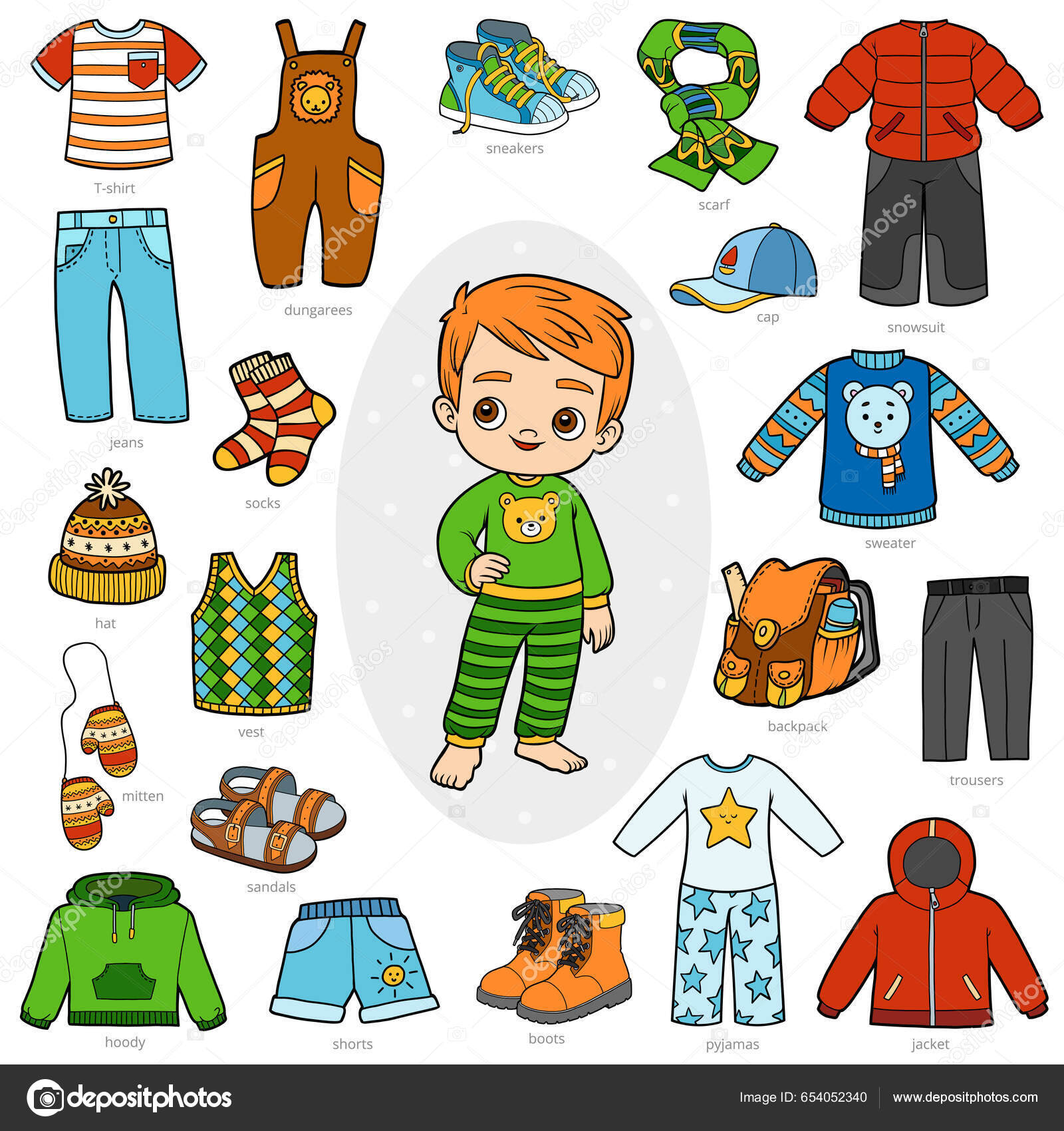 Image vectorielle Ensemble Vectoriel Vêtements Pour Garçons