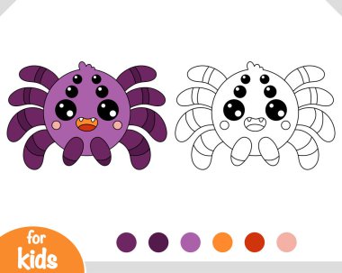 Çocuklar için boyama kitabı, şirin çizgi film karakteri Örümcek.