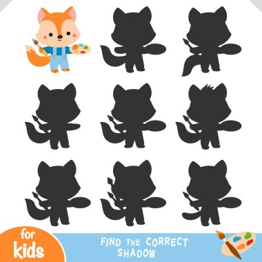 Doğru gölgeyi bul, çocuklar için eğitim oyunu, Çizgi film karakteri tilki sanatçısı